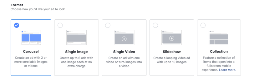 facebook ads format
