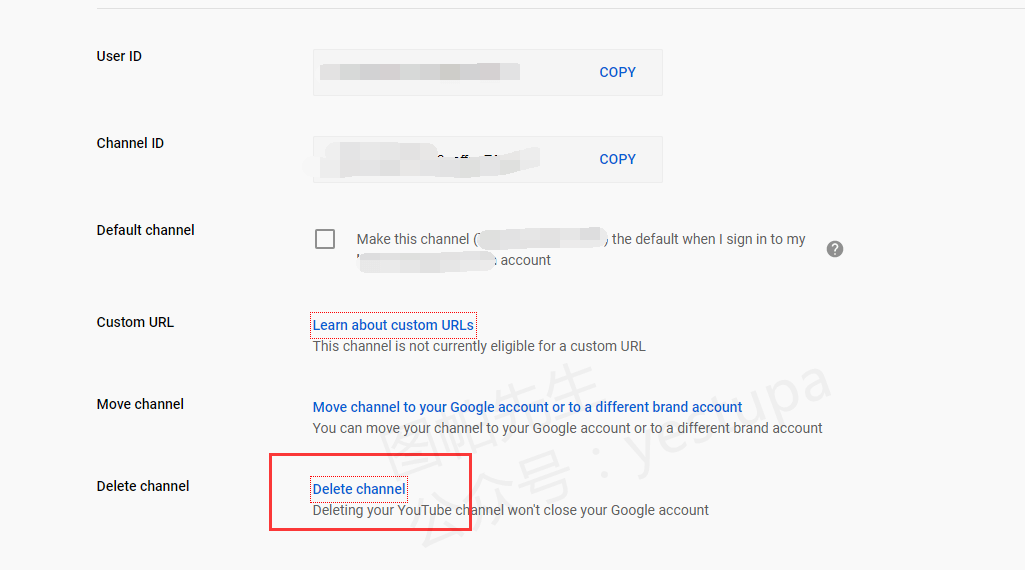 YouTube：如何删除油管频道Channel