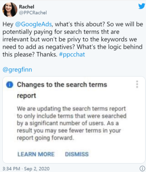 谷歌又搞事情？谷歌广告将限制搜索词报告！