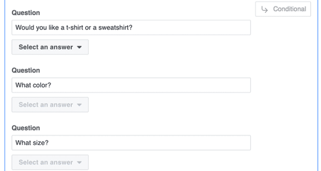 如何创建条件答案的Facebook潜在客户表单广告